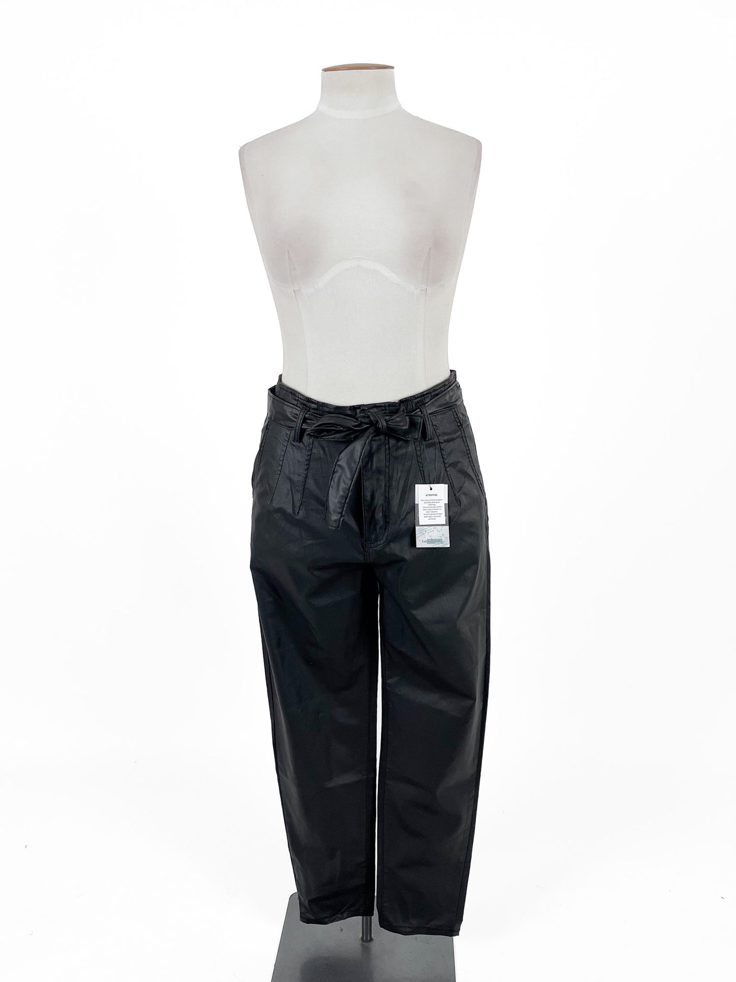 Wakee | Black Faux leather Pants | Size 16