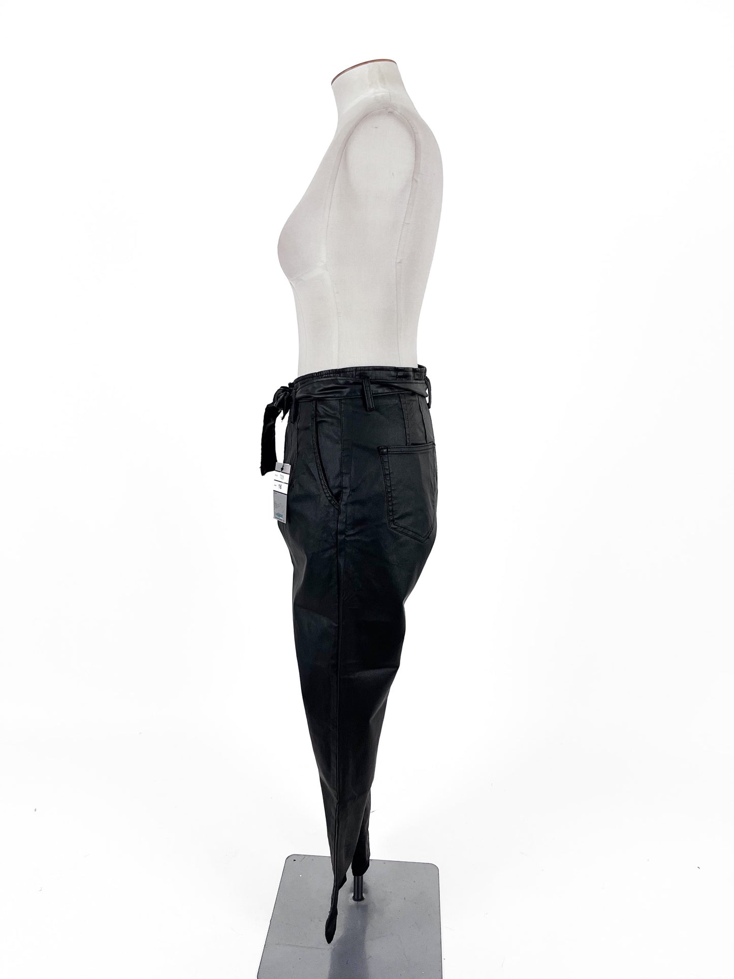 Wakee | Black Faux leather Pants | Size 16